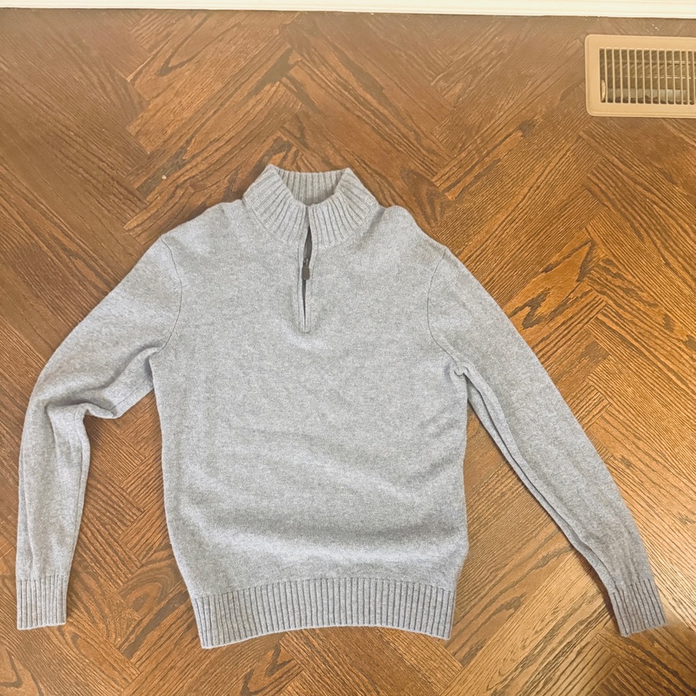 Black Brown Men's light Heather blue quarter Zip Sweater